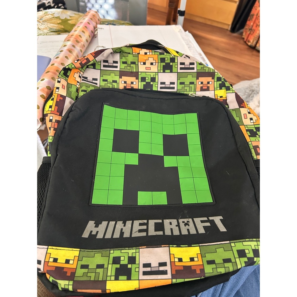 Minecraft Creeper Backpack‎ Kids Black Green Graphic School Bag